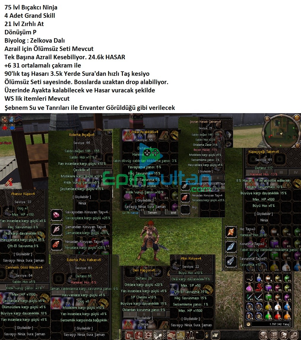75 lvl 4 G Skil BICAKCI NİNJA İtemli Oynamaya Hazır 75 lvl 4 G Skil BICAKCI NİNJA İtemli Oynamaya Hazır