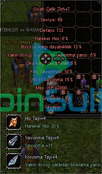 +7 SİYAH ÇELİK ZIRH SATILIR