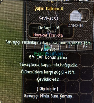 +8 ŞAHİN KALKAN EFSANE ELİT