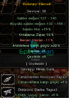 +9 32 ORT GÜZEL EFSUNLU DOLU DOLUNAY KILICI